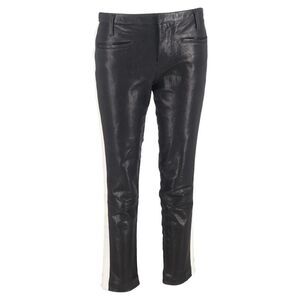 Haider Ackermann Stripe Detail Pants in Black Leather